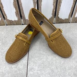 Vintage Stuart Weizmann  Woven Tan Straw Loafers Women’s Size 5 1/2 B Spain
